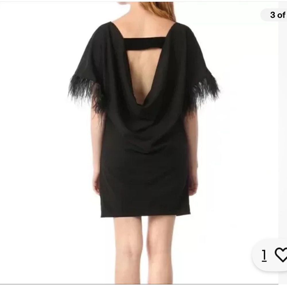 Jay X Jay Godfrey Womens Black Cocktail Budden Mini Dress Feather Sleeve New - Picture 3 of 14